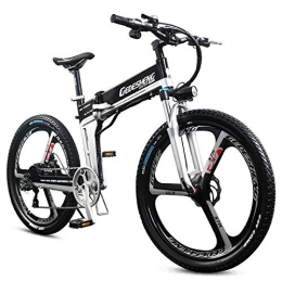 MERRYHE Pedal de Bicicleta de Bicicleta de Carretera de Bicicleta elctrica de Carretera elctrica Plegable con Frenos de Disco y ciclomotor de Horquilla de suspensin,Black-48V10ah