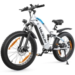 VARUN Bicicleta VARUN E-Fatbike, 26''*4.0 Bicicleta eléctrica para Mujeres Hombres, 48V / 16Ah Li-batería, e-Bicicleta de montaña con LCD, Shimano 7 velocidades, Bici eléctricas para Carreteras Nevadas y montañas