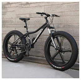 giyiohok Bicicleta 26 pulgadas Hardtail Mountain Bike Fat Tire Mountain Trail Bike para adultos Hombres Mujeres Frenos de disco mecnicos Bicicleta de montaña con suspensin delantera-7 velocidades_5 radios negro