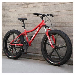 giyiohok Bicicleta 26 pulgadas Hardtail Mountain Bike Fat Tire Mountain Trail Bike para adultos Hombres Mujeres Frenos de disco mecánicos Bicicleta de montaña con suspensión delantera-27 velocidad_5 radios rojos