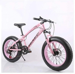 giyiohok Bicicleta Bicicleta de montaña de 20 pulgadas para mujeres Fat Tire Girls Bicicleta de montaña con suspensión delantera y frenos de disco mecánicos Marco de acero de alto carbono y ajustable-27 velocidad_Rosado