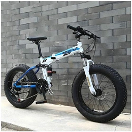 giyiohok Bicicleta Bicicleta de montaña de doble suspensión de 20 pulgadas para niñas y mujeres Fat Tire Bicicleta de montaña plegable con frenos de disco mecánicos Marco de acero de alto carbono-30 velocidad_Azul