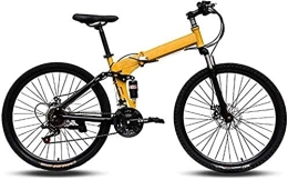 FMOPQ Bicicletas de montaña plegables 26 Inch Folding Mountain Bikes General Purpose Variable Speed Double Shock Absorption All Terrain Adult Foldable Bicycle High Carbon Steel Frame 7-10
