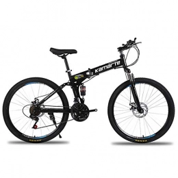 XNEQ Bicicletas de montaña plegables 26-pulgadas Disco de freno de bicicletas de montaña, de velocidad variable bicicleta plegable, de 21 de velocidad de rueda integrado Amortiguador bicicletas Estudiante, Capacidad de carga 200 kg, Negro