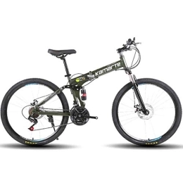 WEHOLY Bicicletas de montaña plegables Bicicleta Bicicleta de montaña unisex, bicicleta plegable de doble suspensión de 27 velocidades, con rueda de radios de 24 pulgadas y doble freno de disco, para hombres y mujeres, verde, 27 veloc