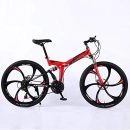 WEHOLY Bicicletas de montaña plegables Bicicleta de carretera plegable de bicicleta, marco de absorción de impactos de acero de alto carbono de 26 pulgadas y 21 velocidades con frenos de disco y horquilla de suspensión Deportes Ocio H