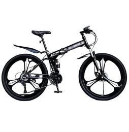 CASEGO Bicicletas de montaña plegables Bicicleta de montaña a campo traviesa de velocidad variable, plegable, de tres cuchillas, de una rueda, freno de disco doble, marco de acero de alto carbono, bicicleta para adultos, Unisex (D 26inch)