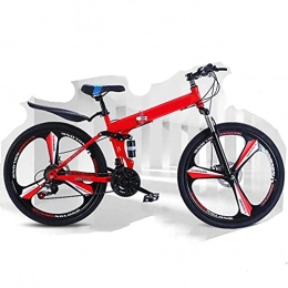 HUAQINEI Bicicleta Bicicleta de montaña de una rueda de velocidad variable plegable 24 pulgadas 26 pulgadas bicicleta para estudiantes adultos masculinos y femeninos bicicleta de carretera 21 velocidades, rojo, 26