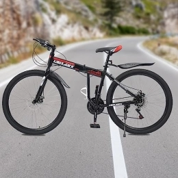 TIXBYGO Bicicleta Bicicleta de montaña para hombre de 26 pulgadas, 21 velocidades, bicicleta plegable de montañismo, 26 pulgadas, acero de alto carbono, suspensión completa, para adultos y jóvenes, color rojo