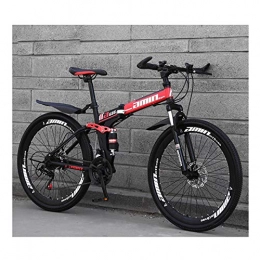 LHQ-HQ Bicicleta Bicicleta De Montaña Para Hombres Y Mujeres 26 Pulgadas 27 Velocidades Bicicletas Plegables De Acero Con Alto Contenido De Carbono Bicicleta Con Rueda De Radios Para Adultos Y Adolescentes, Rojo