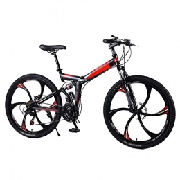 HUAQINEI Bicicleta Bicicleta de montaña plegable, 21 velocidades, duradera, doble suspensión, marco engrosado de acero con alto contenido de carbono, ideal para conducción y desplazamientos urbanos, 24 pulgadas