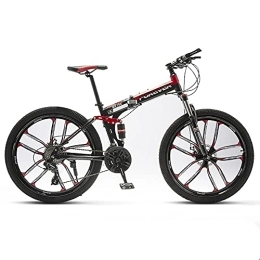 WBDZ Bicicletas de montaña plegables Bicicleta de montaña plegable de 24 / 26 pulgadas para adultos, bicicleta MTB para hombres y mujeres con frenos de disco doble de 21 / 24 / 27 velocidades, suspensión completa antideslizante, para hombres