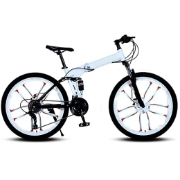  Bicicletas de montaña plegables Bicicleta de montaña plegable de 24 pulgadas, 21 / 24 / 27 velocidades, suspensión completa, acero de alto carbono, MTB 10 cortadores de ruedas de aluminio para adultos y adolescentes