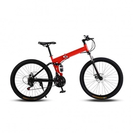 WGXY Bicicletas de montaña plegables Bicicleta de montaña plegable, de acero de alto carbono, bicicleta de montaña, bicicleta de montaña con rueda de radios, doble absorción de impactos, color Red24speed, tamaño 26 pulgadas