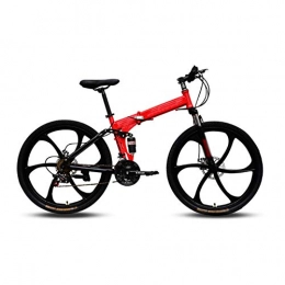 WGXY Bicicletas de montaña plegables Bicicleta de montaña plegable Hardtail, de acero al carbono, rueda de 26 pulgadas, 21 / 24 / 27 con velocidad variable, carrera de carretera con doble amortiguación, color rojo, 26 pulgadas 24 velocidades