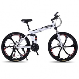 MUYU Bicicleta Bicicleta Plegable De 26 Pulgadas Bicicletas para Adultos para Hombres, Mujer Sistema De Frenos De Doble Disco, Blanco