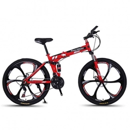 MUYU Bicicletas de montaña plegables Bicicleta Plegable De 26 Pulgadas Bicicletas para Adultos para Hombres, Mujer Sistema De Frenos De Doble Disco, Rojo