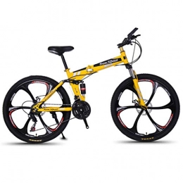 MUYU Bicicletas de montaña plegables Bicicleta Plegable De 26 Pulgadas Bicicletas para Adultos para Hombres, Mujer Sistema De Frenos De Doble Disco, Yellow
