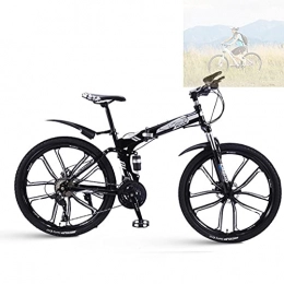 FEIFEI Bicicletas de montaña plegables Bicicleta Plegable para Adultos, 26 pulgadas, Bicicleta de montaña prémium para niños, niñas, hombres y mujeres, Bicicleta de montaña portátil ultraligera / Black / 30speed