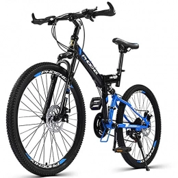 FEIFEI Bicicletas de montaña plegables Bicicleta Plegable para Adultos, 26 pulgadas Bike Sport Adventure - Bicicleta para joven, mujer Mountain Bike, 24 velocidades / blue