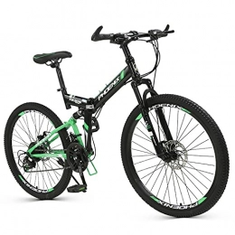 FEIFEI Bicicleta Bicicleta Plegable para Adultos, 26 pulgadas Bike Sport Adventure - Bicicleta para joven, mujer Mountain Bike, 24 velocidades / green