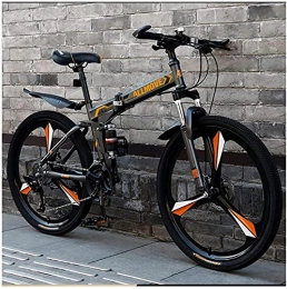 Qianglin Bicicleta Bicicleta plegable para adultos con suspensión completa de 24 / 26 pulgadas, bicicleta de montaña portátil para hombres y mujeres, ruedas de 3 radios, 21-30 velocidades, freno de disco, horquilla de s
