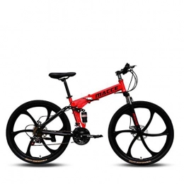 CJCJ-LOVE Bicicletas de montaña plegables CJCJ-LOVE Plegable Bicicleta De Montaña, Choque Doble Disco De Freno De Bicicletas De Velocidad Ajustables para Adultos, 26 Pulgadas De Velocidad Variable Camino De La Bicicleta, Rojo, 24 Speed