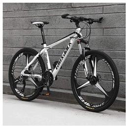 Mnjin Bicicleta Deportes al aire libre 26 "Suspensión delantera plegable Bicicleta de montaña Bicicleta de 30 velocidades Hombres o mujeres MTB Cuadro de acero de alto carbono con frenos de aceite dobles, Blanco