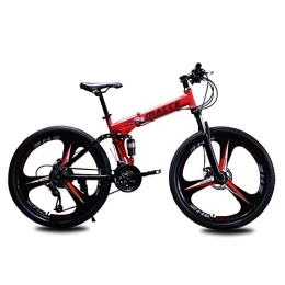 DULPLAY Bicicletas de montaña plegables DULPLAY Plegable Bicicleta De Montaña, 24 Pulgadas 21 Velocidad Velocidad Variable Doble Absorción De Impactos Bicicleta De Suspensión, Bicicleta De Suspensión Rojo 24", 21-Velocidad