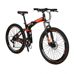 EUROBIKE Bicicletas de montaña plegables Eurobike Bicicleta de montaña plegable para adultos de 27.5 pulgadas para hombres Marco de bicicleta de acero de 18 pulgadas (naranja de rueda regular)
