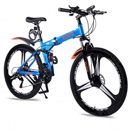 EUSIX Bicicletas de montaña plegables EUSIX X9 Bicicletas Hombre MTB 24 Velocidades Bicicleta De Montaa 27.5 Pulgadas Bicicleta Plegable Cuadro De Acero Bicicleta Montaa Hombre De Alto Carbono Bicicleta Doble Freno Disco (Azul)