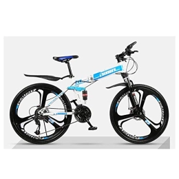 FMOPQ Bicicletas de montaña plegables FMOPQ Folding Mountain Bike 27 Speed Dual Suspension Bicycle 26 Inch MTB Mens Dual Disc Brakes (Color : Black) (Blue)