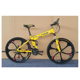 FMOPQ Bicicletas de montaña plegables Folding Mountain Bike Folding Bicycle Double Shock Absorption and Disc Brakes Shift Adult Male and Female Students 26 Inch 27 Speed (Color : Red) (Yellow)