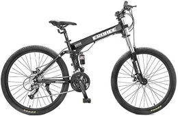 GJZM Bicicletas de montaña plegables GJZM Asiento Ajustable Mountain Bikes 27 Speed,  26 Inch Mountain Bike Dual Suspension Frame Mountain Bike- Black