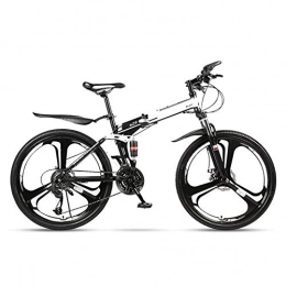 HLeoz Plegable Bicicleta De Montaña De 26 Pulgadas, Adulto Bikes 27 Velocidad Bikes Doble Suspensión y Frenos de Disco Adecuado para una Altura de 165-185 cm,Blanco,3 Cutter Wheel