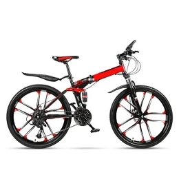 HSRG Bicicletas de montaña plegables HSRG - Bicicleta de montaña plegable con bicicleta antideslizante (21 / 24 / 27 velocidades, bicicleta adulta, doble choque con 10 ruedas – 24 / 26 pulgadas