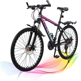 Hyhome Bicicletas de montaña plegables Hyhome Bicicletas de montaña plegables para adultos, 26 pulgadas, 3 radios ruedas 27 velocidades de freno de disco dual (gradientes-rojo)