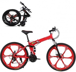 Jjwwhh Bicicletas de montaña plegables Jjwwhh Bicicleta de montaña Plegable de 26 Pulgadas, Bicicleta de Bicicleta de montaña para Adultos Acelerador de Cambio de 21 velocidades con 6 Ruedas de Corte / Red