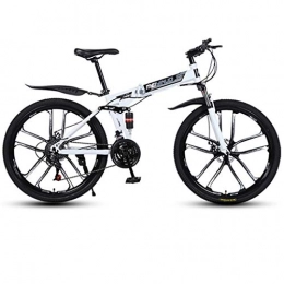 JLASD Bicicletas de montaña plegables JLASD Bicicleta Montaña Bicicleta De Montaña, Bicicletas De Montaña Plegable, Ligero MTB, con Doble Suspensión Y Doble Freno De Disco (Color : White, Size : 21-Speed)