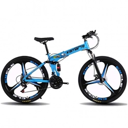JLASD Bicicletas de montaña plegables JLASD Bicicleta Montaña Bicicletas De Montaña 26 '' Estructura Ligera De Acero Al Carbono 21 / 24 / 27 Velocidad del Freno De Disco De Doble Suspensión Unisex (Color : Blue, Size : 21speed)