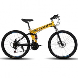 JLASD Bicicletas de montaña plegables JLASD Bicicleta Montaña Bicicletas De Montaña Unisex 26 '' Estructura Ligera De Acero Al Carbono 21 / 24 / 27 Velocidad del Freno De Disco De Doble Suspensión (Color : Yellow, Size : 27speed)