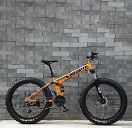 KRXLL Bicicletas de montaña plegables KRXLL Fat Tire Bicicleta de montaña para Adultos Bicicleta de Doble Disco / Cruiser Bicicletas Playa Moto de Nieve Bicicleta Ruedas de aleacin de Aluminio de 24 Pulgadas-Naranja_21 velocidades
