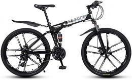 LPKK Bicicletas de montaña plegables LPKK Bicicleta Plegable 21 / 24 / 27 Velocidad en Carretera Bicicletas Bicicletas de Acero de Freno de Disco de Bicicletas Bicicletas 26 Pulgadas Montaña Doble 0814 (Color : Black, Size : 27Speed)