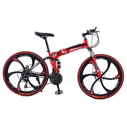 LPWCA Bicicleta De Montaa De 26 Pulgadas,Bicicleta Plegable De 21 Velocidades,Bicicleta para Adultos con Cuadro De Acero De Alto Carbono y Freno De Disco,Rojo