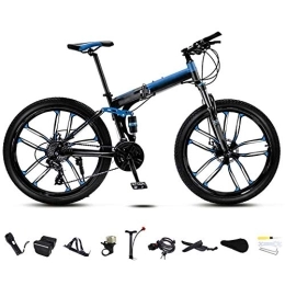 LVTFCO Bicicleta LVTFCO Bicicleta plegable unisex de 24 pulgadas, bicicleta de montaña plegable de 30 velocidades, bicicletas de velocidad variable todoterreno para hombres y mujeres, azul