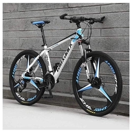 Mnjin Bicicleta Mnjin Deportes al Aire Libre 26"Suspensión Delantera Plegable Bicicleta de montaña Bicicleta de 30 velocidades Hombres o Mujeres MTB Cuadro de Acero de Alto Carbono con Frenos de Aceite Dobles, Azul