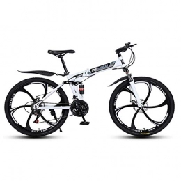 MRQXDP Bicicleta de MTB con suspensión Plegable de 27 velocidades Bicicleta para Hombres/Mujeres, Bicicleta para Adolescentes Adultos Outroad Mountain, Bicicleta de montaña de 26 Pulgadas - Blanco