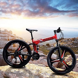 N&I Bicicleta N&I Bicicleta de montaña para adultos de 26 pulgadas, plegable, con 21 velocidades, frenos de disco duros, suspensión completa, no resbaladizos, adecuada para Mountain W