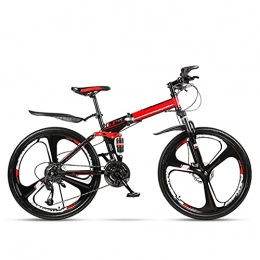 N&I Bicicleta N&I Bicicleta de montaña plegable de 26 pulgadas para adultos, bicicleta de ciudad, frenos de disco dual, 21 / 24 / 27 / 30 velocidades, absorción de golpes, unisex, color blanco y negro, E 21 velocidades