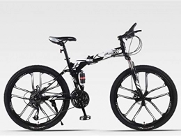 Qj Bicicletas de montaña plegables Qj MTB 27 De Marco De Acero Velocidad De 26 Pulgadas De Doble Suspensión De La Bici Plegable, Blanco Negro